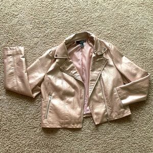 Women’s Faux Leather Rose Gold Moto Jacket